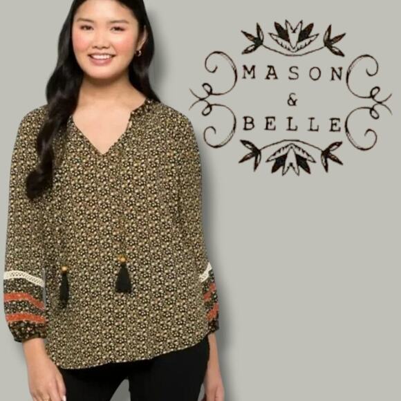 Mason & Belle Women’s Multicolor Cathia Tassel Blouse – Boho Style, Medium - Picture 8 of 8